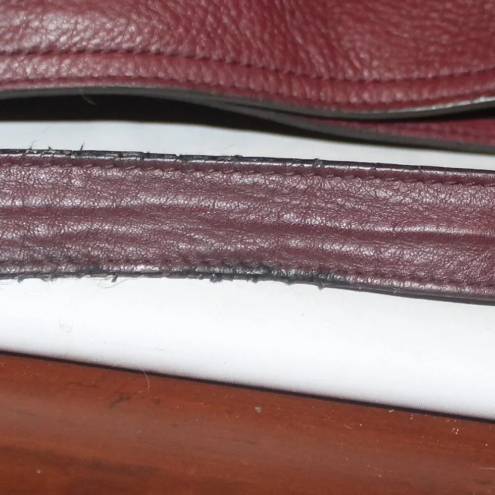$348 Slouchy Large Merlot Leather Governor's Lodge Hobo Shoulder Bag Purse - Picture 6 of 14